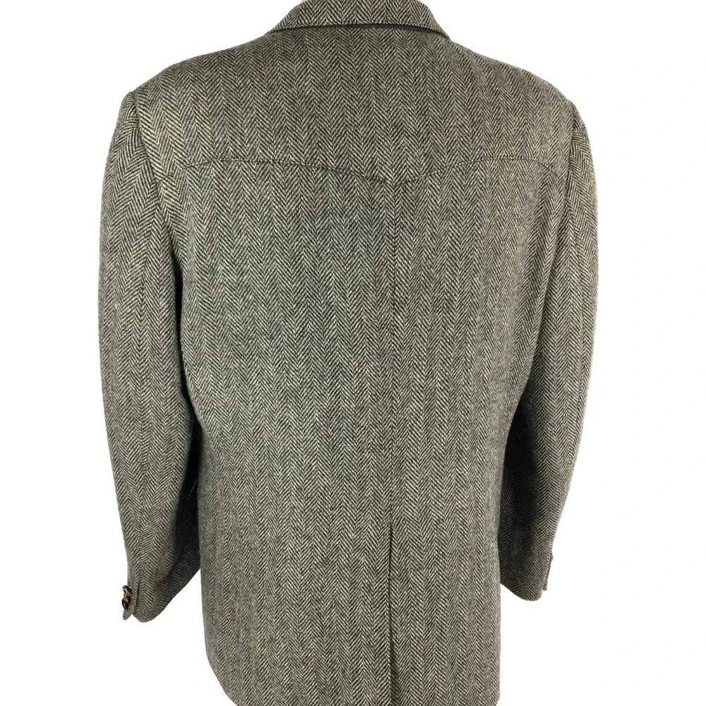 44L Farah Western Wear Vintage 2 Bttn Wool Tweed Blazer Sport Coat Heather Gray